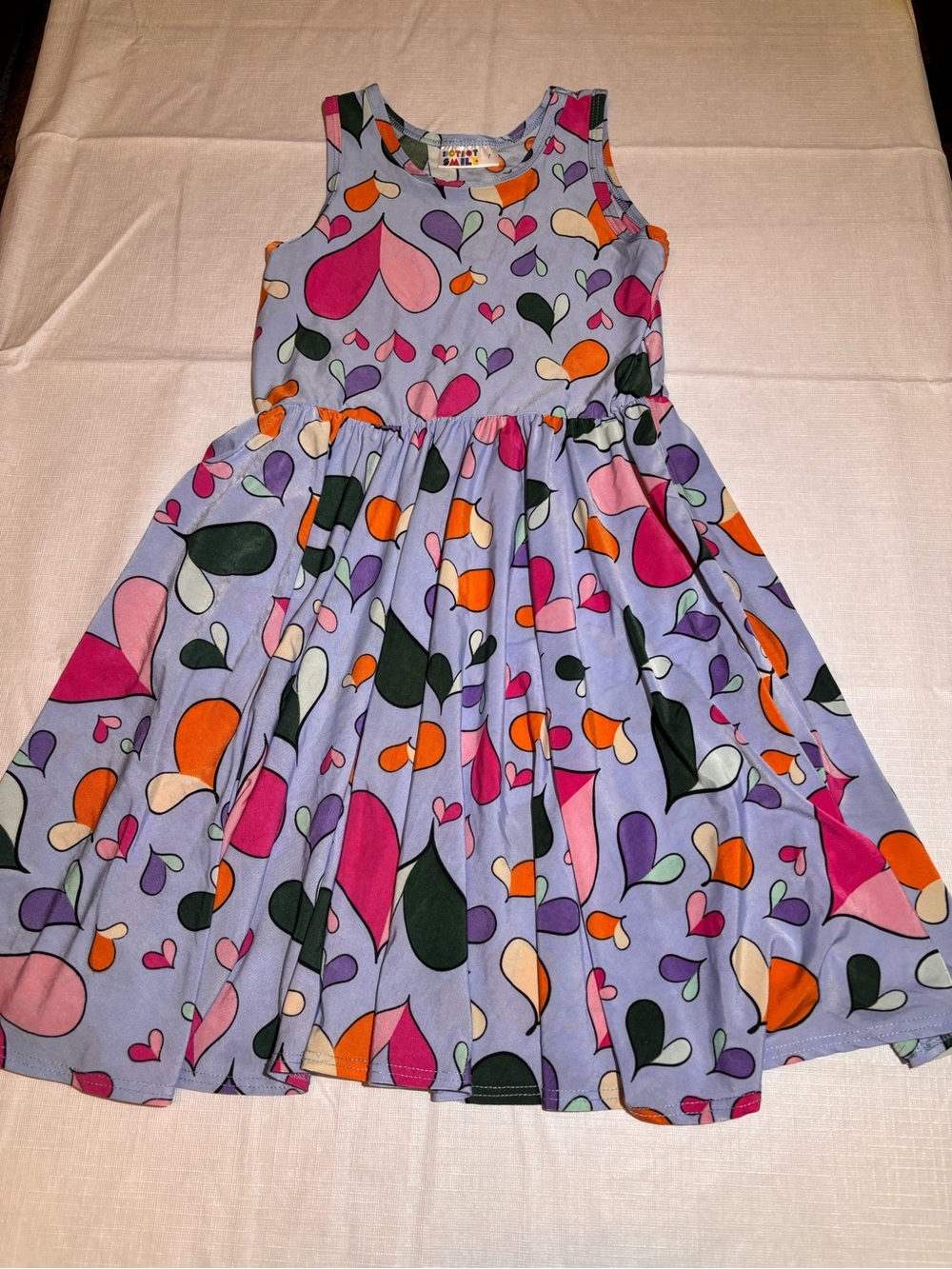 Dot Dot Smile Lavender Heart-Print Sleeveless Dress with Multicolor Hearts